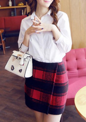 Plaid Short Wrap Skirt from Lookbook Store