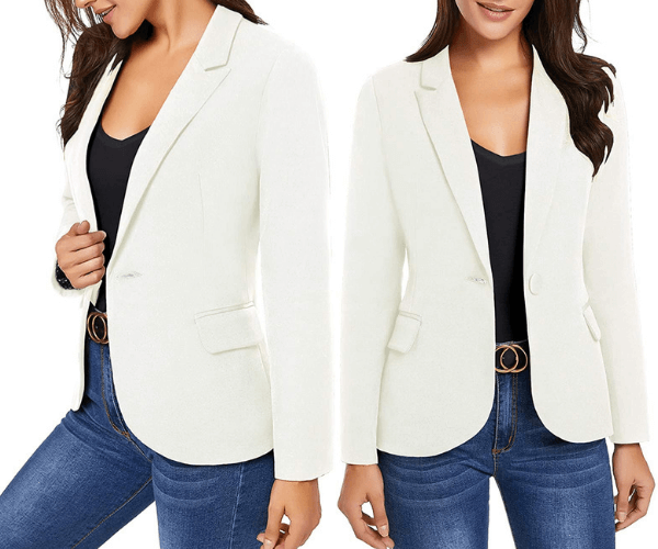 Women's Long Sleeve Formal Notch Lapel Button Down Blazer Pocket Jacket